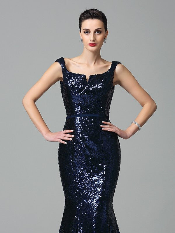 Trumpet/Mermaid Straps Sleeveless Long Sequins Dresses